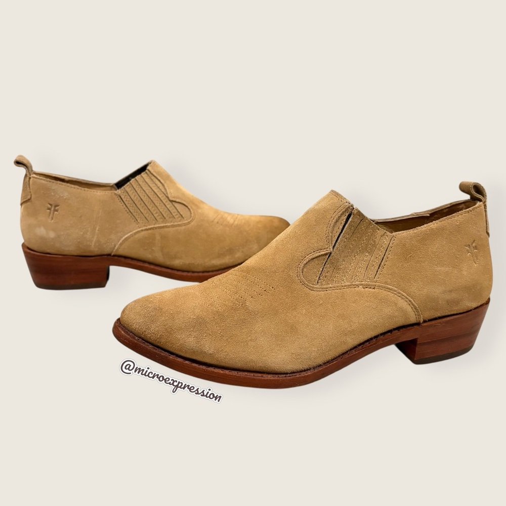 $349 Frye Billy Shootie Tan Taupe Beige Suede Leather Southwestern Ankle Boot - Picture 14 of 14